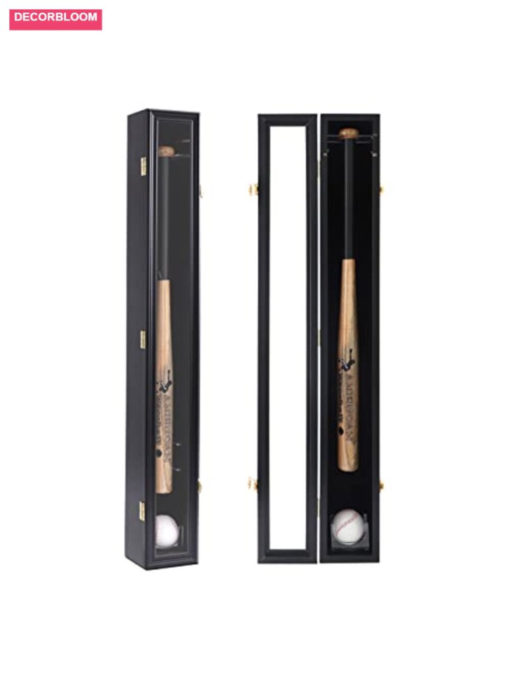 Wood Baseball Bat Display Case Wall Mount Acrylic UV Protection Lock
